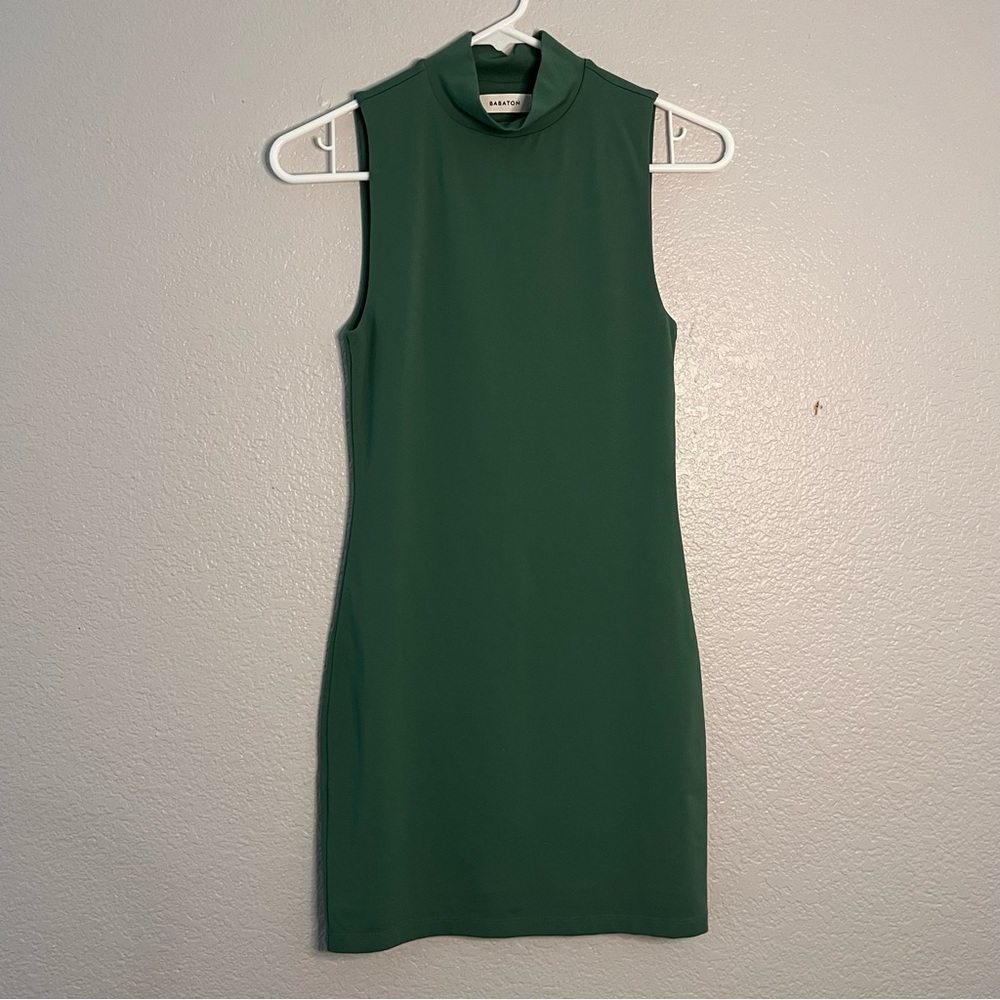 Aritzia Babaton Contour Mockneck Green Mini Dress size small